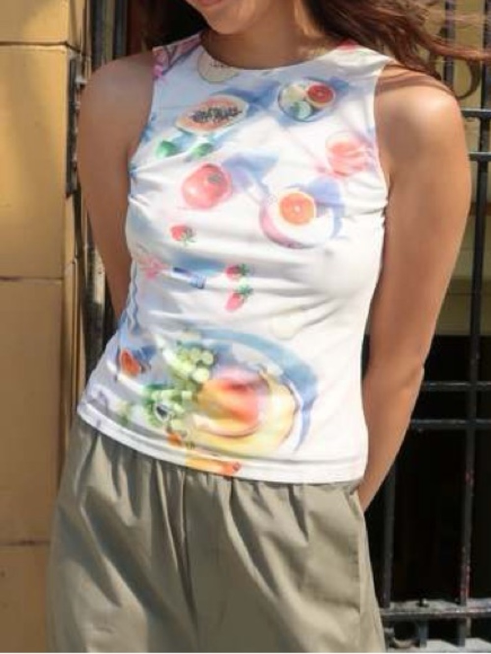 Another Girl Picnic Mesh Tank Top Size S